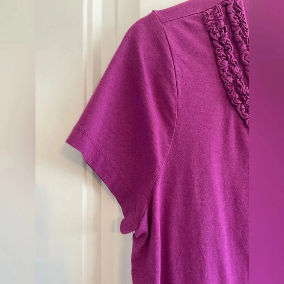 St. John’s Bay Magenta Women’s Size Petite Large Ruffled Neck Pleated Blouse - Picture 6 of 7